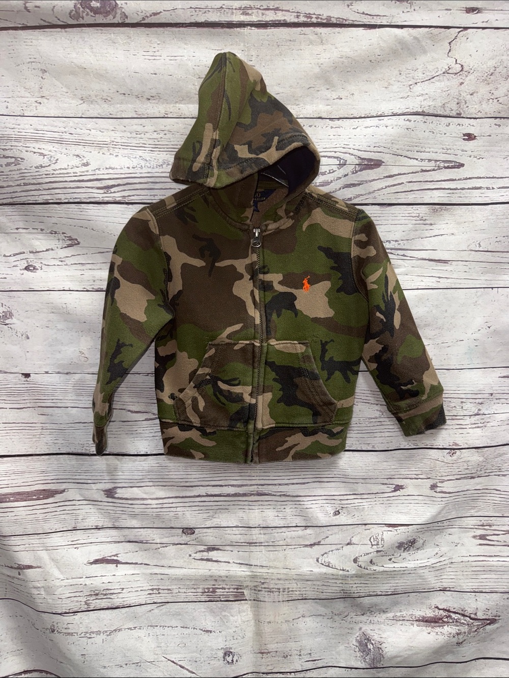 Polo by Ralph Lauren Kids Camo Zip Hoodie - Green/Brown Size 2t